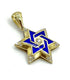 14K Gold & Diamond With Blue Enamel Star of David Necklace